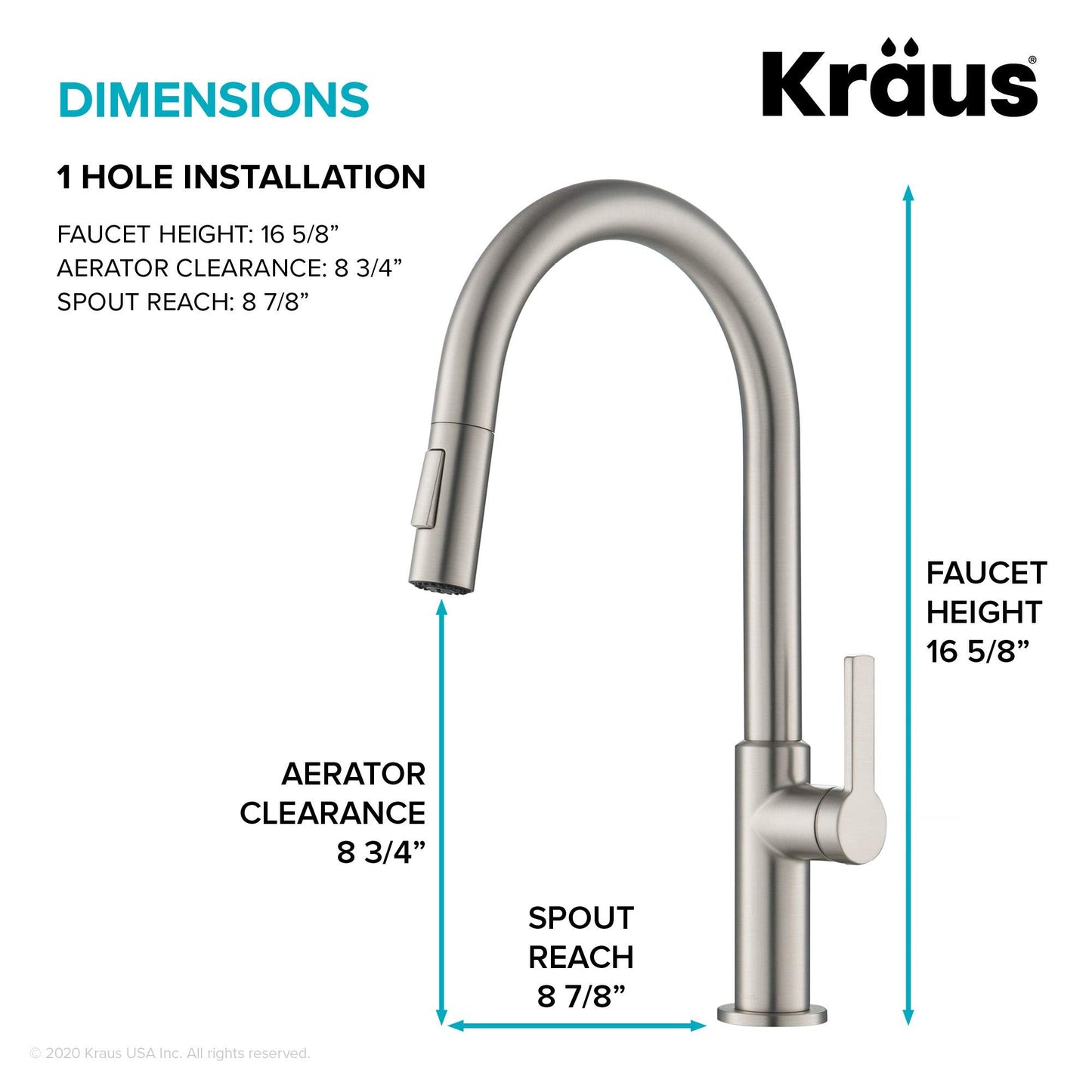 KRAUS Oletto Single Handle Pull Down Kitchen Faucet in Spot Free Stainless Steel, KPF-2820SFS