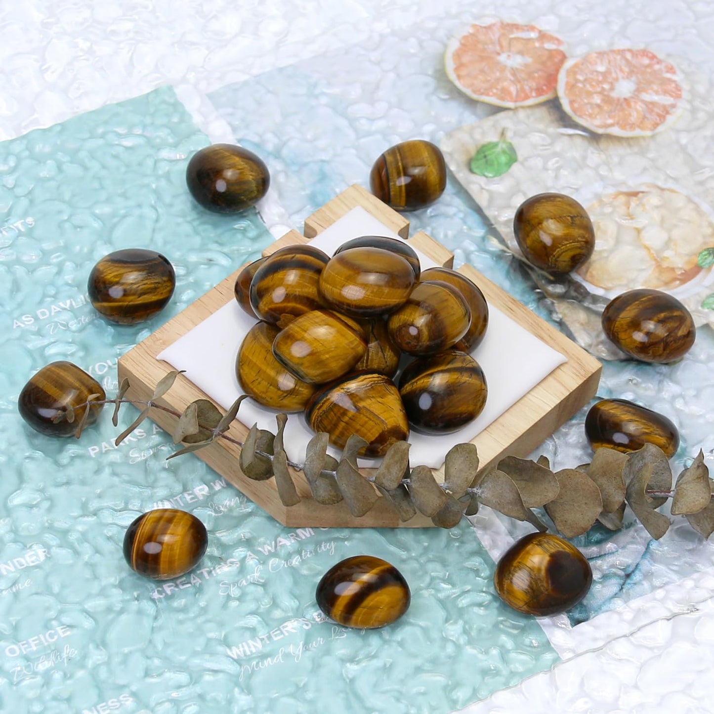 Namzi Tumbled Polished Natural Tiger's Eye Stones for Tumbling, Cabbing, Fountain Rocks, Decoration, Polishing, Wire Wrapping, Wicca & Reiki Healing Crystals(10 Pcs)