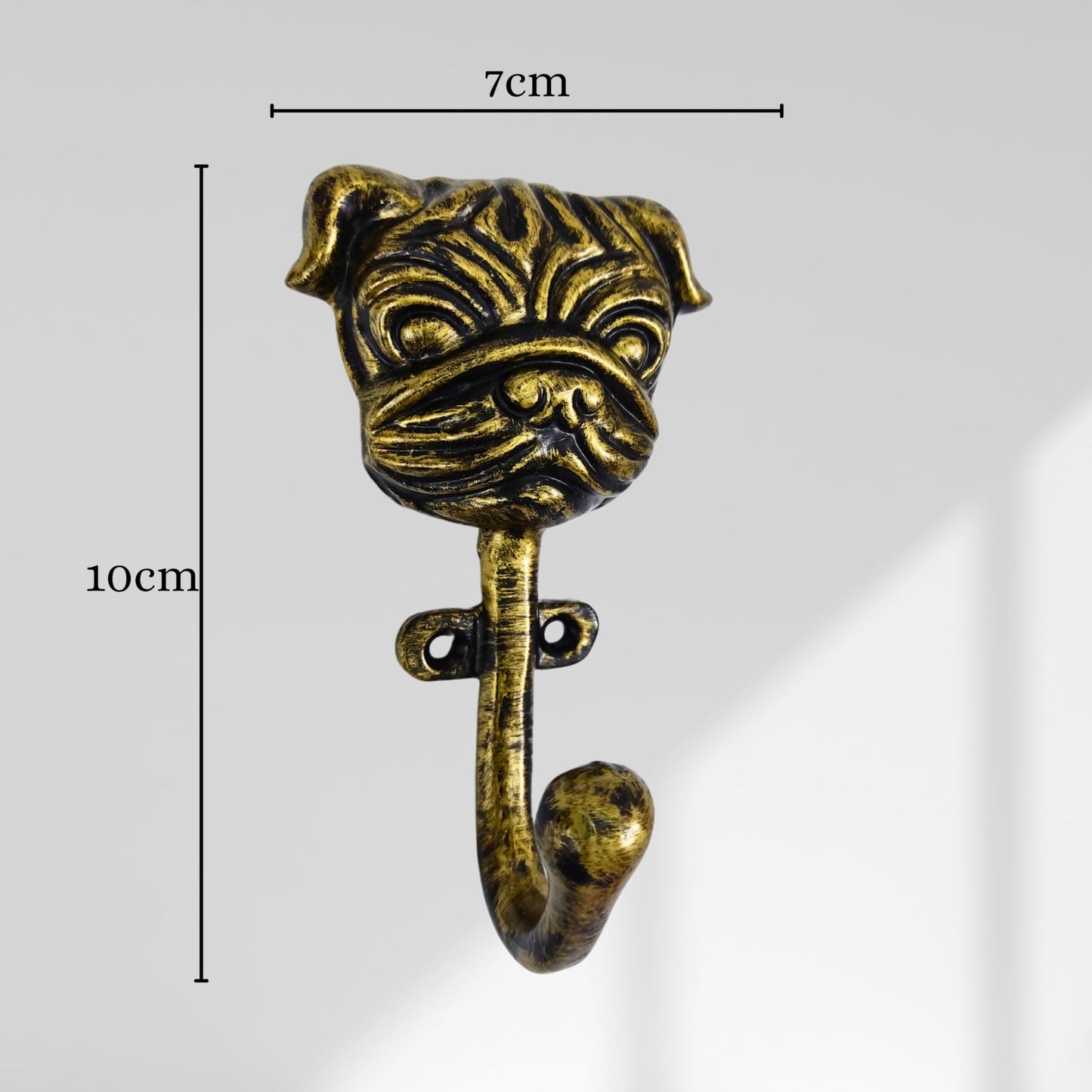 AYZCORP Set of 3 Cast Iron Dog Shape Coat Hooks Wall Art Decor-Dog Shape Hangers and Key Holder-Clothes Rack and Backpack Hanger-Coat Hooks Home Decor for Storage, Living Room (Brass Antique)