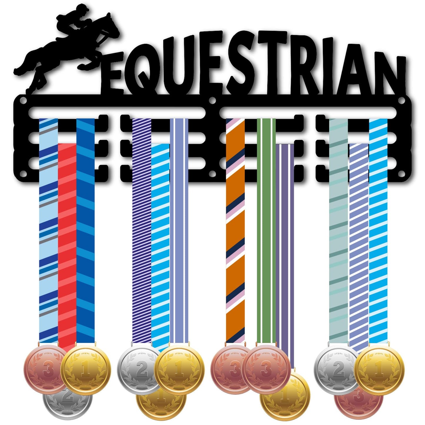 CREATCABIN Award Ribbon Display Equestrian Medal Holder Small Black Metal Horsemanship Horse Riding Medal Ribbons Organization Hanging Rack Sports Race Plaques Hanger for Athletes Winner 11.4x5.1 Inch