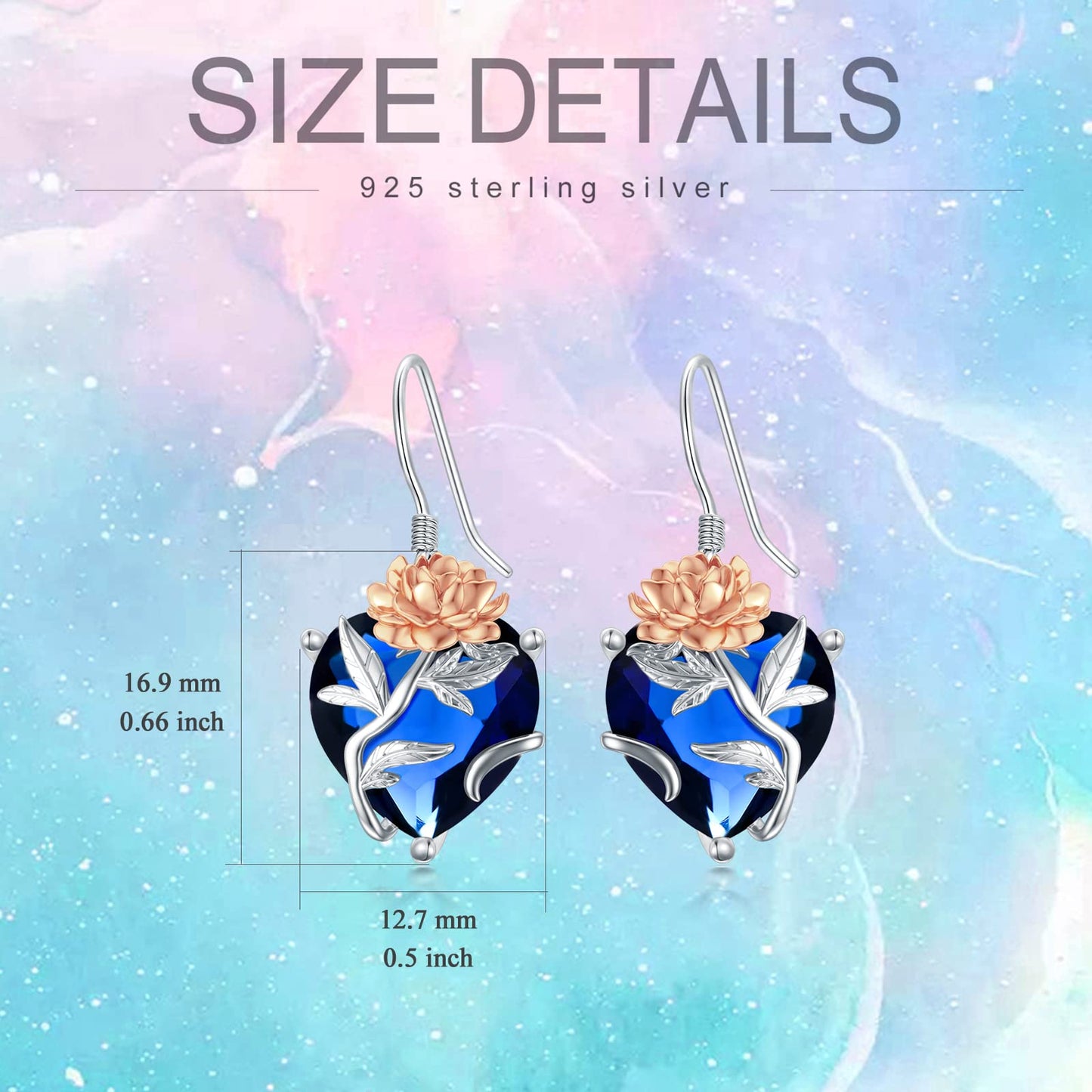 TOUPOP Sapphire September Birthstone Earrings 925 Sterling Silver September Birth Flower Peony Earrings Jewelry Birthday Mothers Day Gifts for Women Mom Her