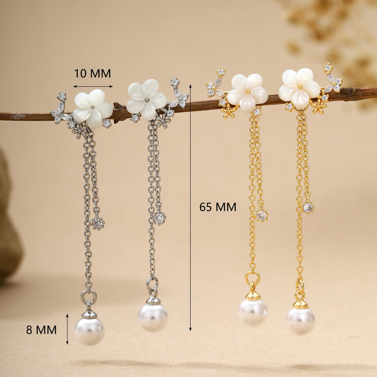 Pearl Earrings for Women Dainty Diamond Pearl Drop Earrings Silver Plated Dangle Earrings for Women Weddings Gifts Bridesmaid Gifts