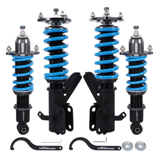 maXpeedingrods Coilovers for Honda Civic DX/EX/GX/HX/LX/Si 2001-2005, Height Adjustable Shock Absorrber, 24 Levels Damper Adjustable Coilovers Suspension Kit, T6 Upgraded Lowering Kits Blue