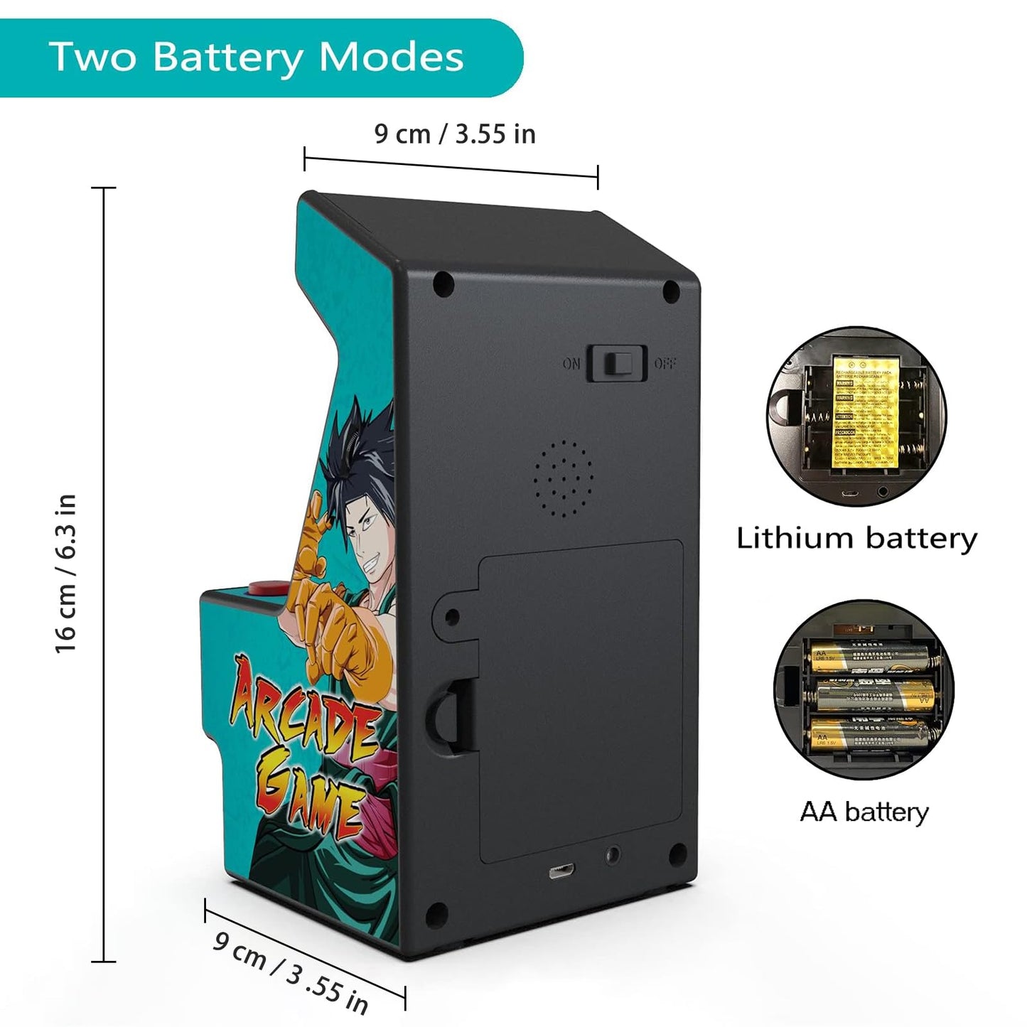 Mini Arcade Machine, Retro Gaming Console, Handheld Game Console with 156 Classic 16-Bit Video Games, 2.8 Inch Color Display, Rechargeable Battery, Support for TV Output, Birthday Present for Children
