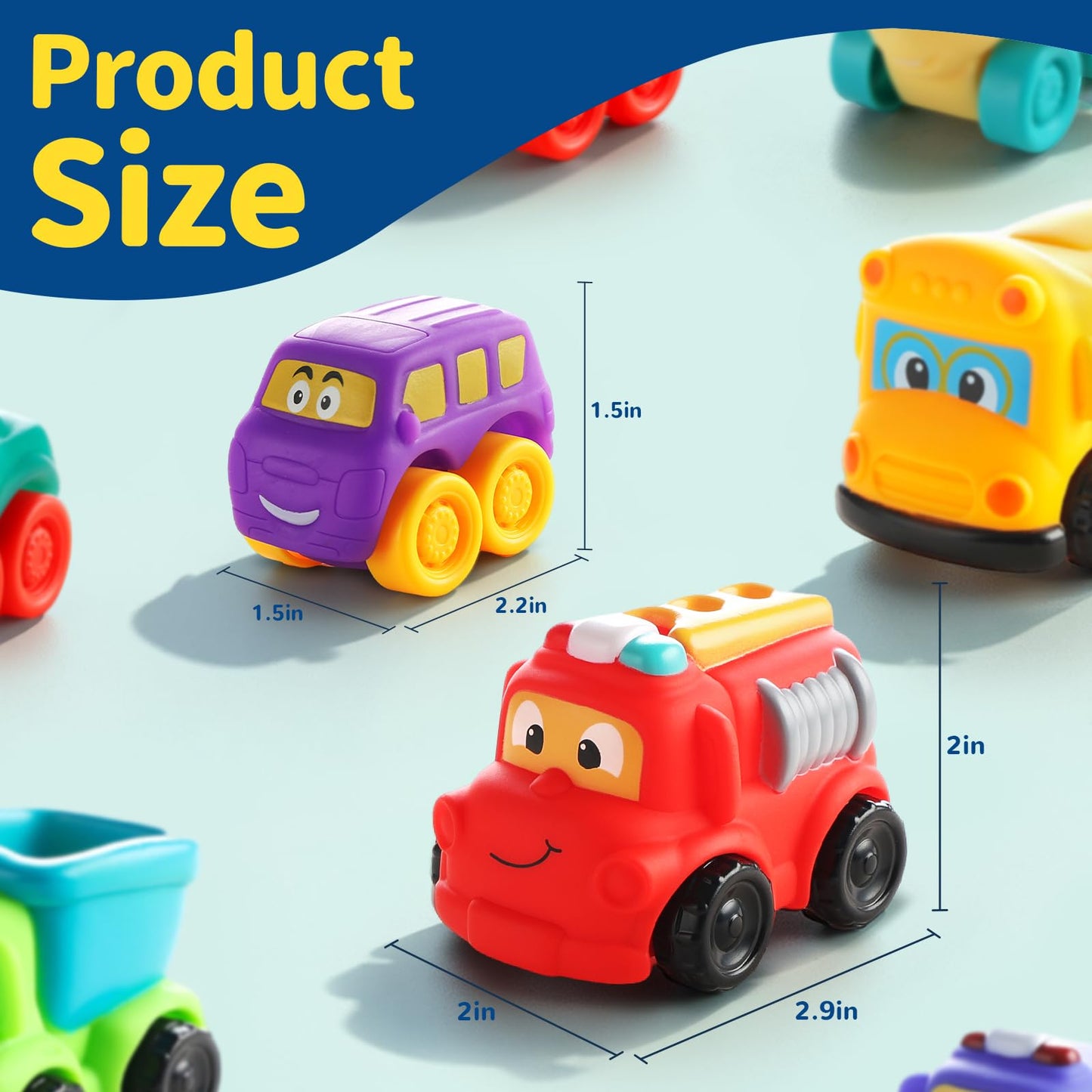 bessome Soft Rubber Toy Figure Car for 1 Year Old Boy with Playmat (Storage Bag)|12 PCS Cartoon Cars Baby Toys for 12-18 Months & Toddler Age 1-2|First Birthday|Gift for 1 2 3 Year Old Boy