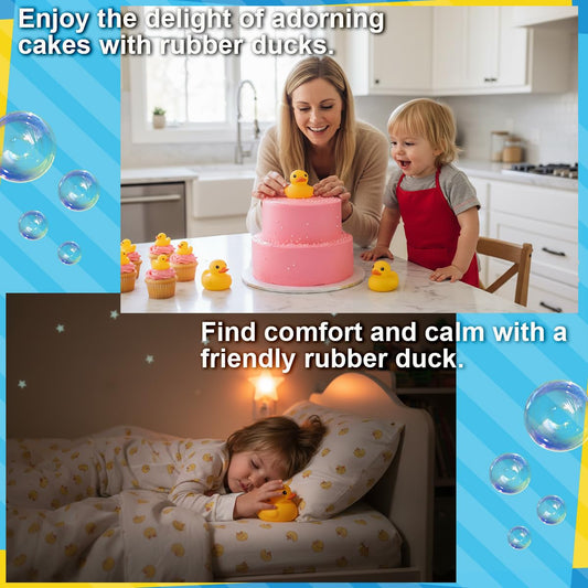Kalafona Waterproof No Squeak No Hole No Bebe Noise 20 Pcs 3 Inch Rubber Funny Yellow Ducky Duck Bath Pool Toy Without Hole for Kid Shower Bathtub Toy Birthday Party Decor Cake Topper in Bulk