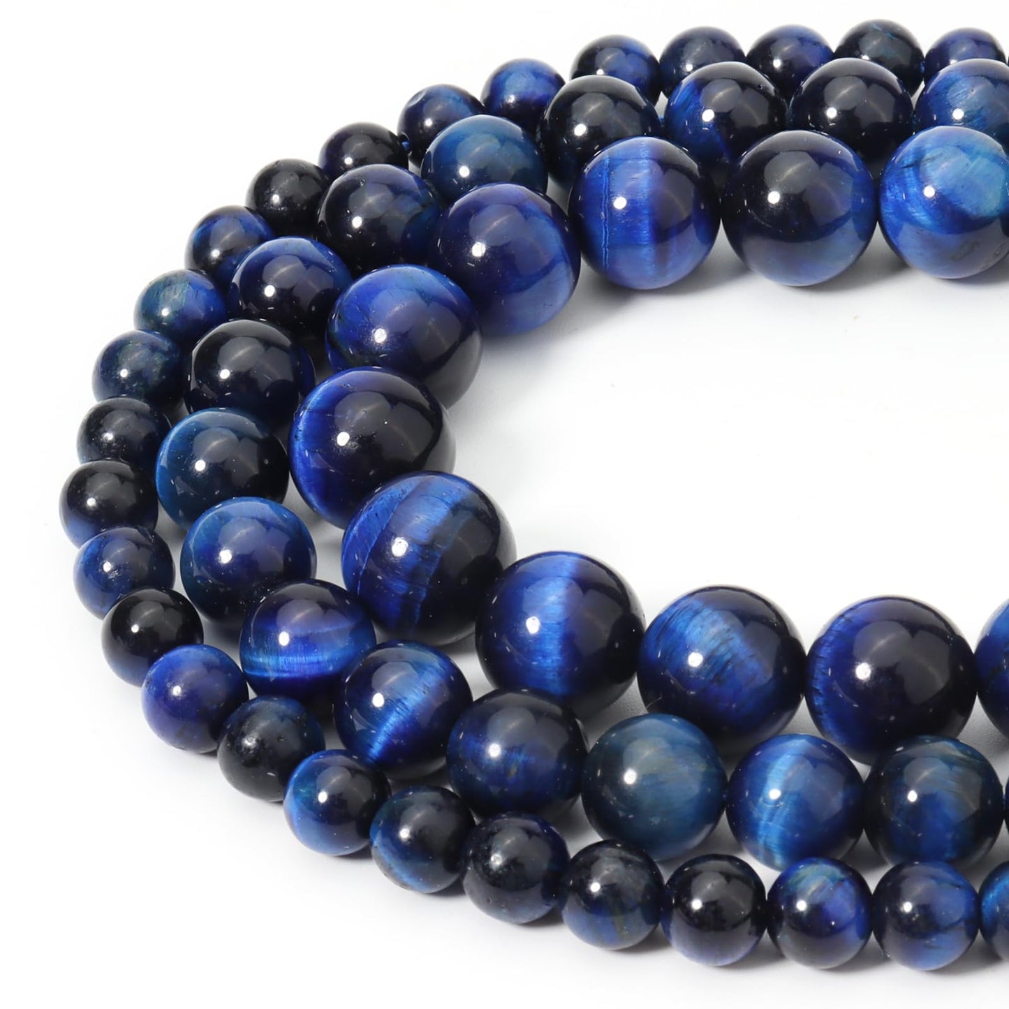 Siomia 45pcs 8mm Natural Blue Tiger Eye Gemstone Beads Energy Healing Crystal Round Loose Stone Beads for Jewelry Making, DIY Bracelets Necklaces