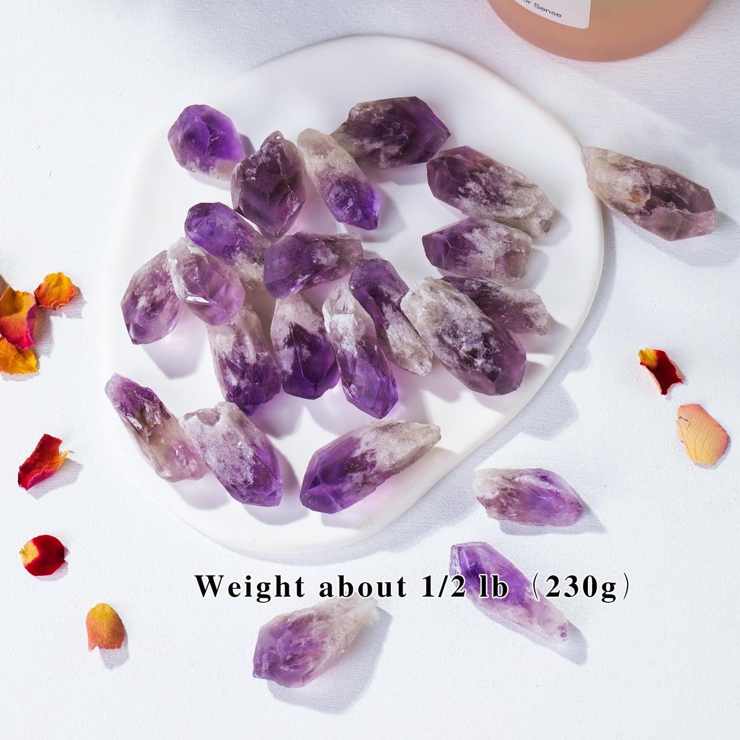 Apengshi 1/2 lb(230g) Natural Amethyst Crystal Points Irregular Rough Crystal Stone Raw Crystal Gemstones Bulk Chakra Stones Meditation Reiki Collect Handmade DIY