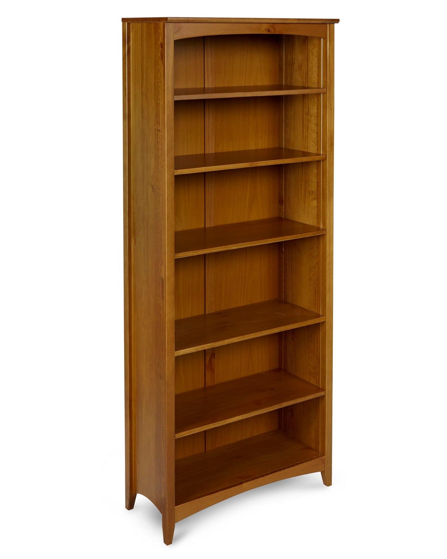 Camaflexi Shaker Style 6 Shelf Bookcase / Solid Wood / 72 inch Tall / Adjustable Shelving / Closed Back / Display Bookshelf for Living Room, Bedroom, Home and Office, Cherry