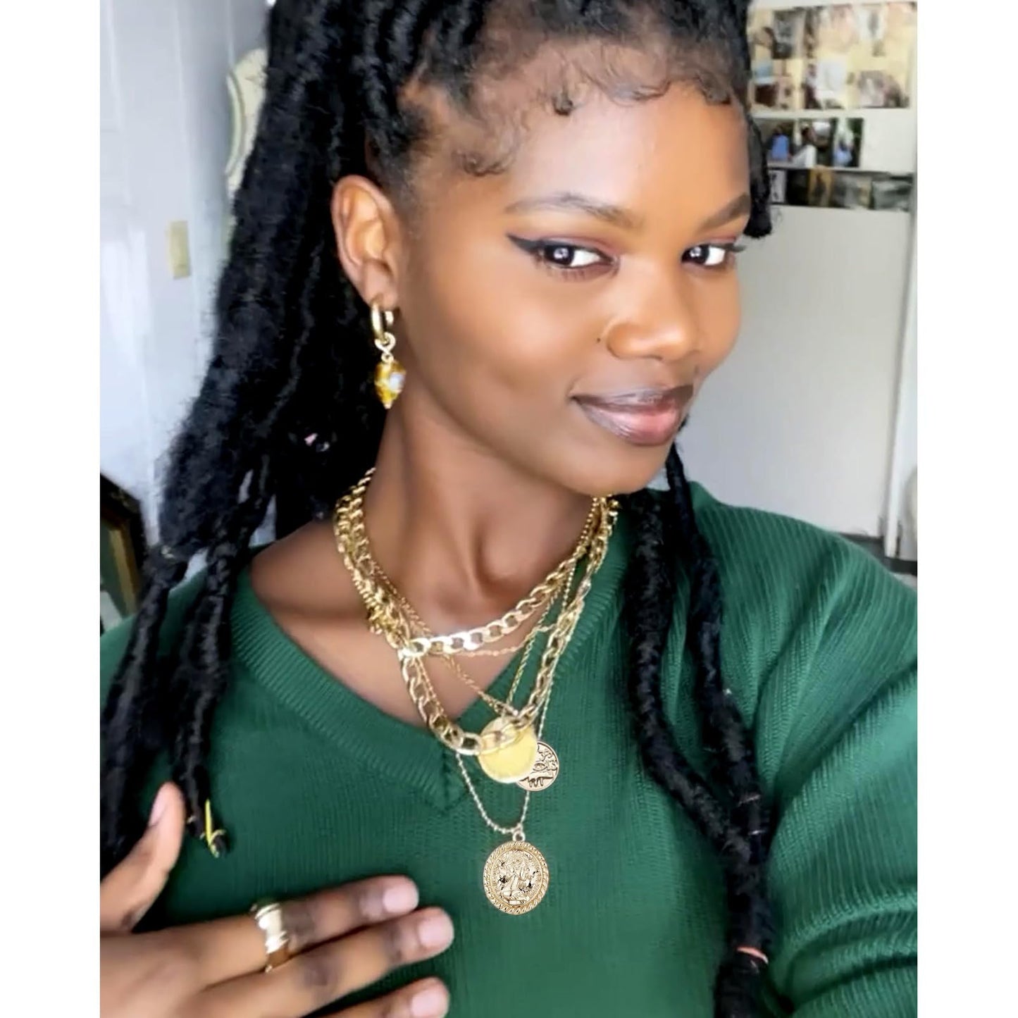 MJartoria Layered Necklaces for Women Trendy Retro Coin Pendant Necklace Dainty Chunky Chain Choker Necklaces for Jewelry Birthday Gifts (B-Retro Coin-One Clasp)