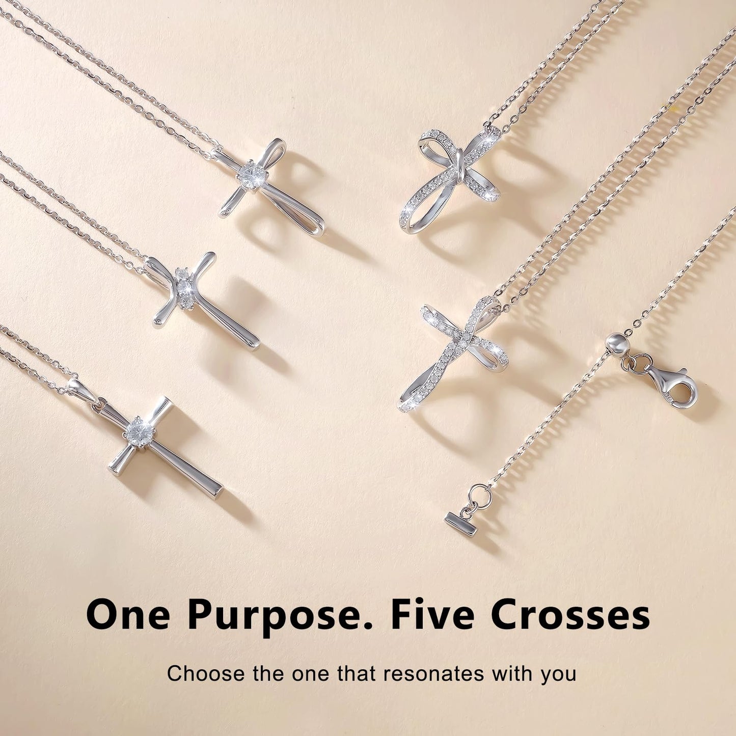 KRKC&CO Moissanite Cross Necklace for Women: D Color VVS1 0,18ct, 925 Vermeil Sterling Silver, Hypoallergenic Petite Pendant, Luxury Gifts for Birthday Anniversary Wedding, Gift Box with Handles