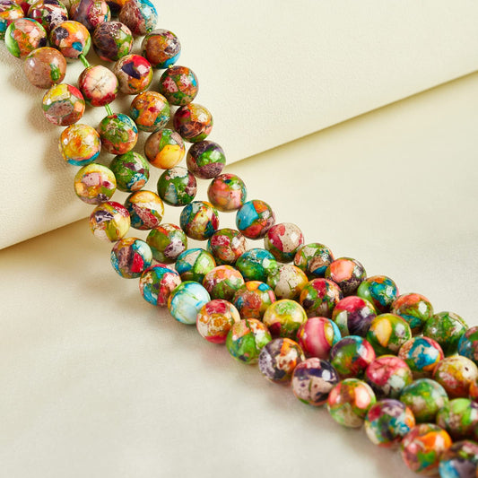 45pcs 8mm Natural Colorful Imperial Turquoise Beads Gemstone Beads Round Loose Beads for Jewelry Making