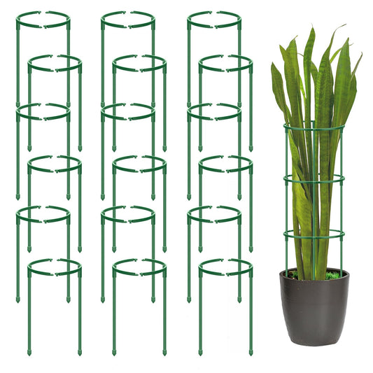 36 Pack Plant Support Stakes for Indoor Plants, Half Round Plant Stakes Ring Stackable 3 Tier Garden Flower Support for More Sizes (10,20,30 Inches), Plastic Cage Trellis for Climbing Leafy Vegetable