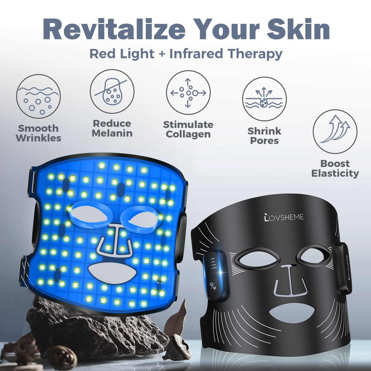 Wireless LED Face Mask, Cordless Red Light Facial Mask with Even LED Coverage, Wearable Skincare Mask for At-Home Self Care