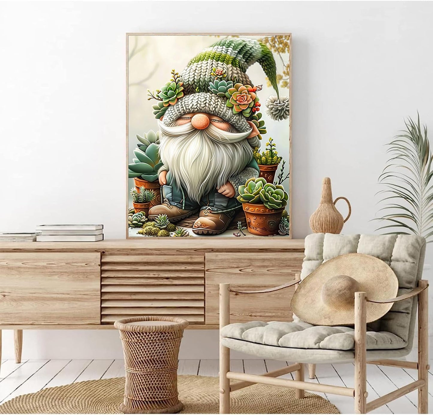 Succulents Painting by Number Kits for Adults Beginners-Succulents Plant Acrylic Oil Art Kits for Adults,Gnome Art Kits for Adults for Gift Home Wall Decor Gifts 16x20inch(Without Frame)