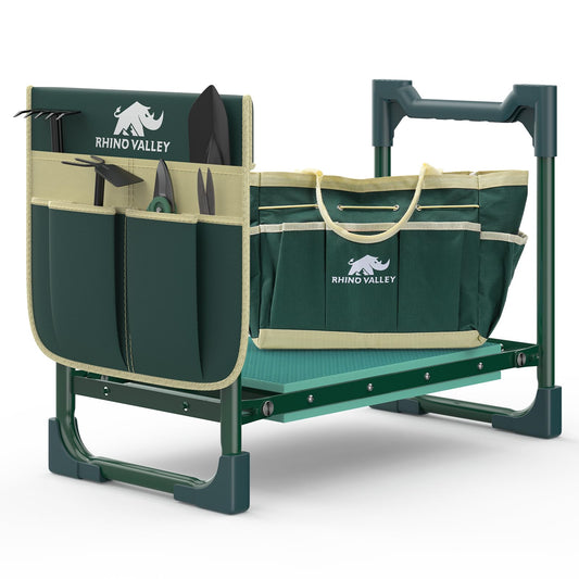 Garden Kneeler and Seat, Heavy Duty 2 in 1 Gardening Stool with Tool Side & Tote Bags, Foldable Gardening Bench to Relieve Knee & Back Pain, Garden Chair Gifts for Women, Seniors