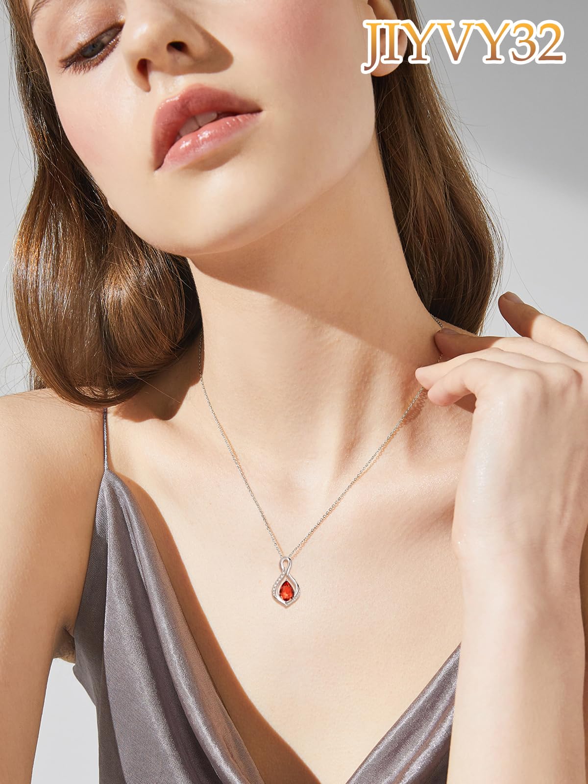 JIYVY32 Created Ruby Infinity Necklace for Women July Birthstone Necklaces White Gold Plating Anniversary Birthday Gifts for Wife Her Mom Girlfriend Birthstone Jewelry Gifts for Women