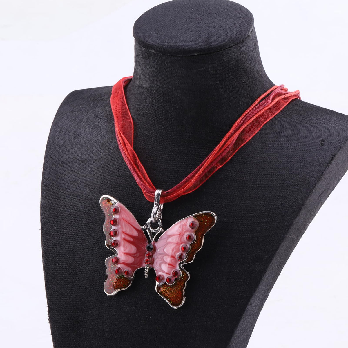 FEELMEM Crystal Rhinestone Butterfly Brooch Pin Blue Color Butterfly Brooches for For Women Wedding/Banquet/Birthday Party (red-1)
