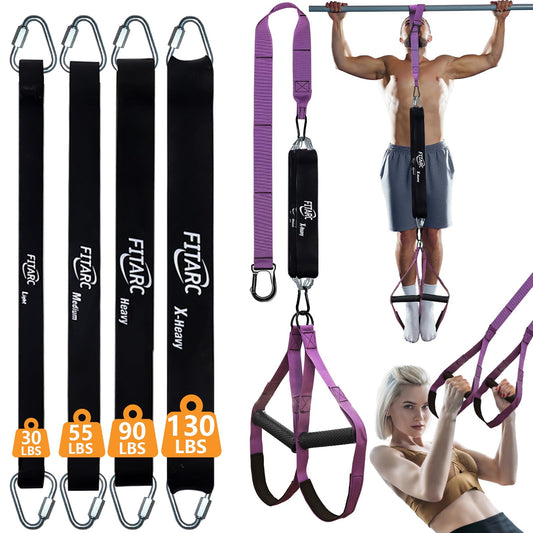 Fitarc Pull Up Assistance Bands Set,Pull Up Assist Strap with Handle,14 Levels of Assistance Up to 300LBS, Purple