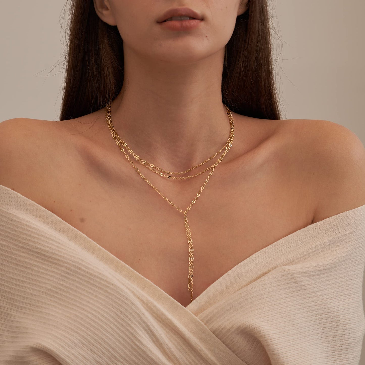Tewiky Lariat Necklace for Women, Dainty Gold Long Necklaces 14k Gold Plated Heart Pearl CZ Teardrop Pendant Necklace Simple Drop Necklace Trendy Y Necklace Fashion Jewelry for Women