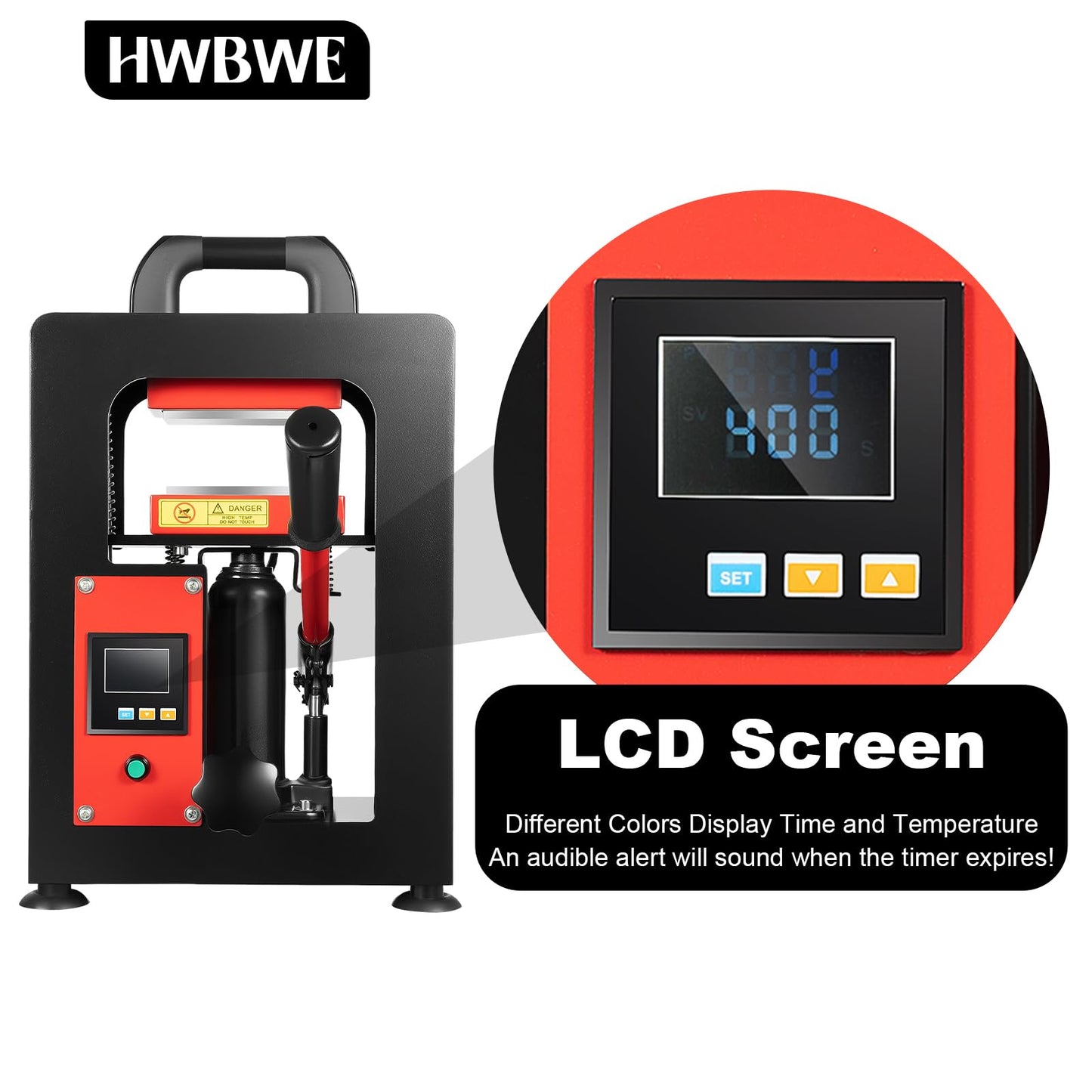 5 Ton Hydraulic Heat Press Machine, Portable Manual Heat Press Machine with LCD Display and Liftable Handle, Heavy-Duty Heat Press for Printing Heat Transfer Equipment