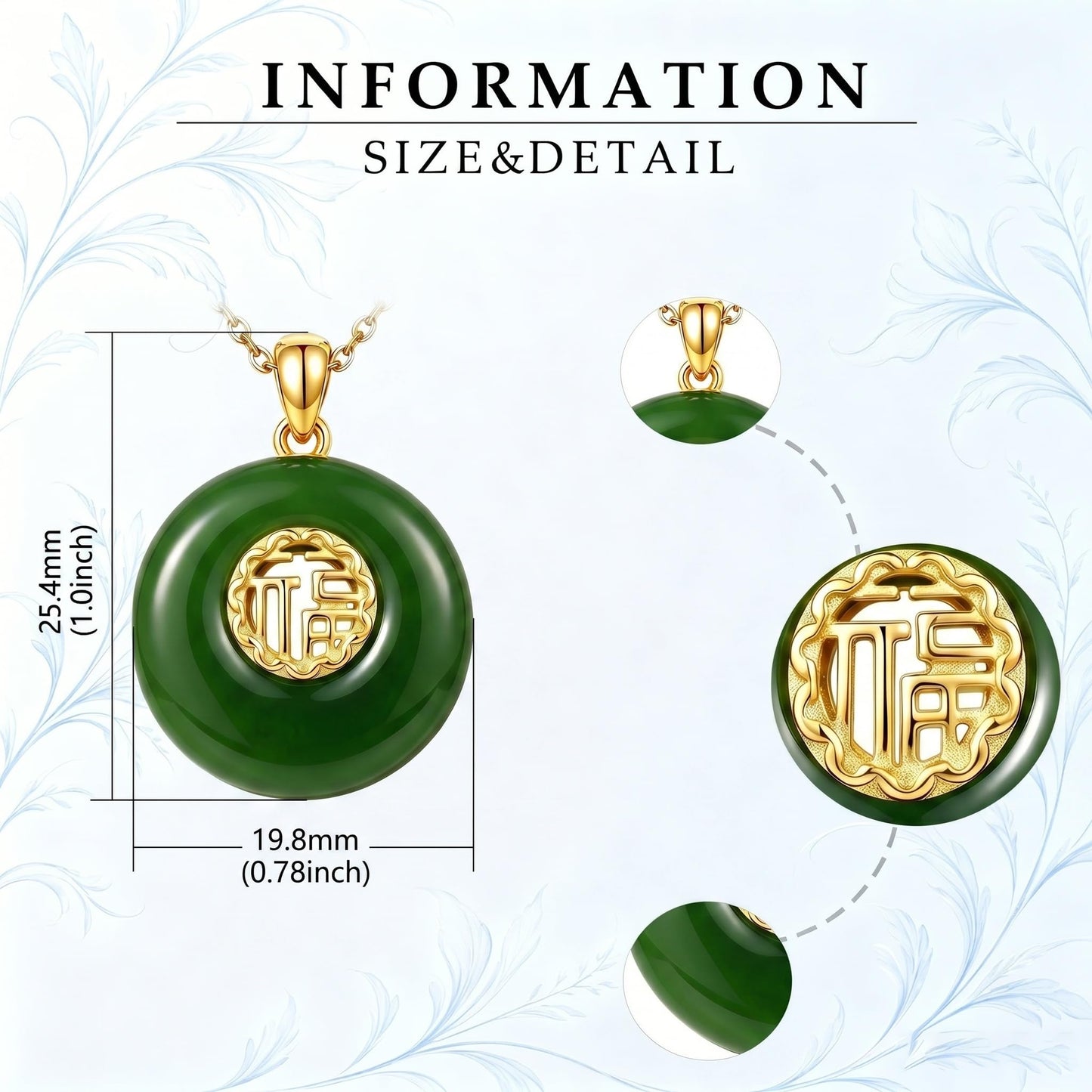 ZADIUA Jade Necklace 925 Sterling Silver Jade Good Fortune Jewelry Elegant Jewelry Gifts for Women Mom Wife