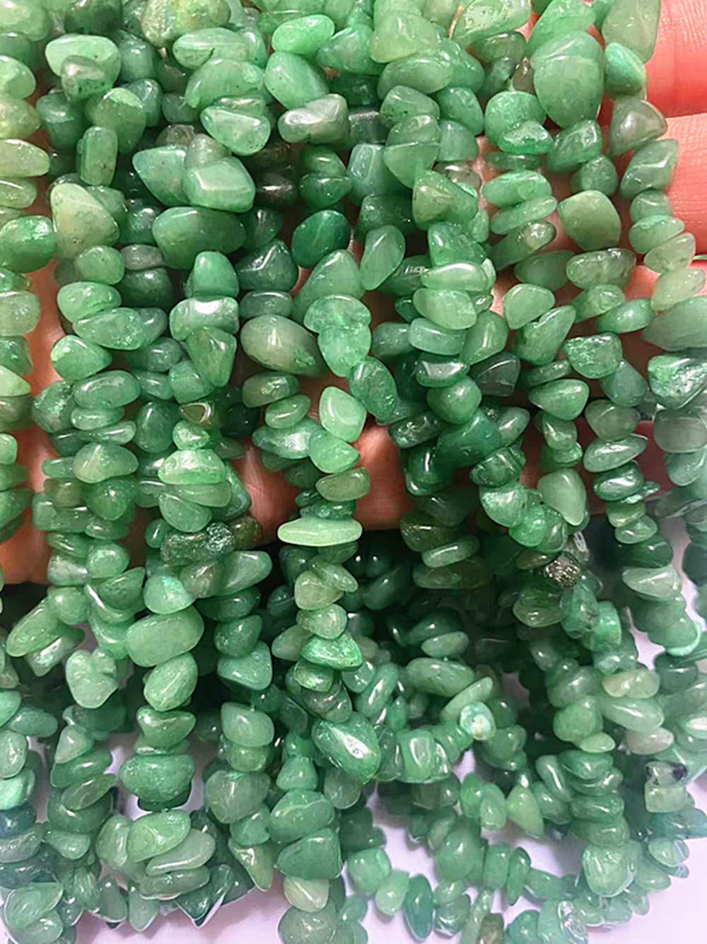 jodaying 7-8mm Natural Green Aventurine Gemstone Chips Healing Gravel Bracelets Necklace Kit Irregular Tumble Stone Beads DIY Crafts Design Jewelry Making 32"