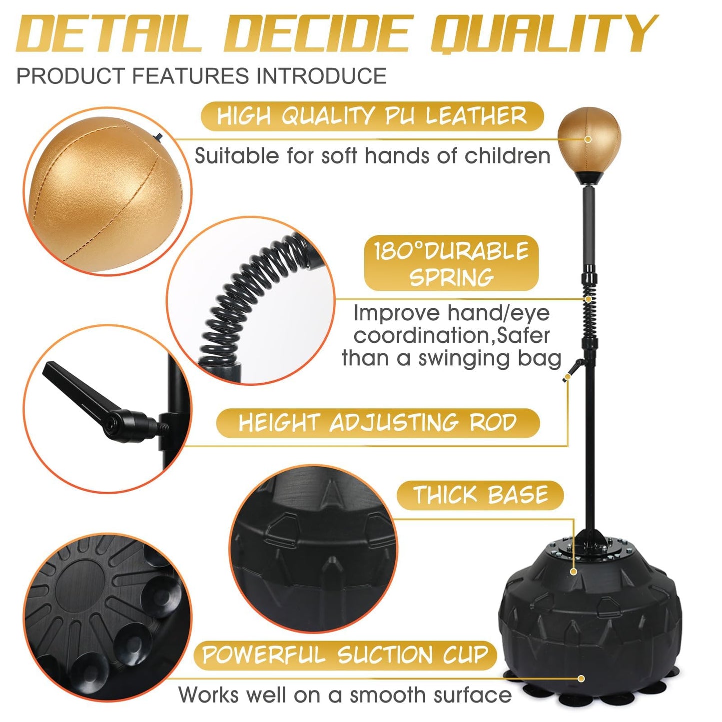 Reflex Bag Adjustable Height Speed Bag Punching Bag Free Standing Boxing Bag Reinforced Spring Strong Durable Relief Stress Ball
