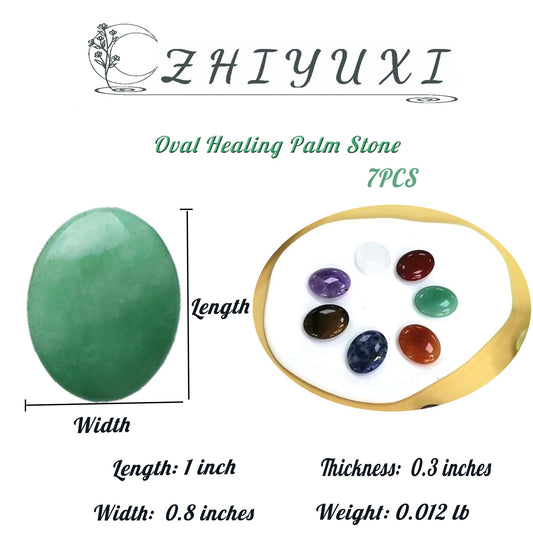 ZHIYUXI 7PCS Healing Crystals Chakra Stones Worry Stone for Anxiety Gemstones Amethyst Clear Quartz Tiger Eye Green Aventurine Crystals and Stones Crystals Bulk Oval ] Palm Stone Reiki Meditation