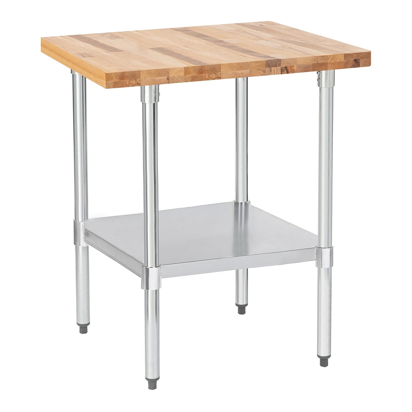 US Maple Top Work Table - 24 x 24 x 35 Inch Commercial Butcher Block Wooden Workbench with Adjustable Lower Shelf - Fits Restaurant, Warehouse, Home, Kitchen, Garage by DuraSteel