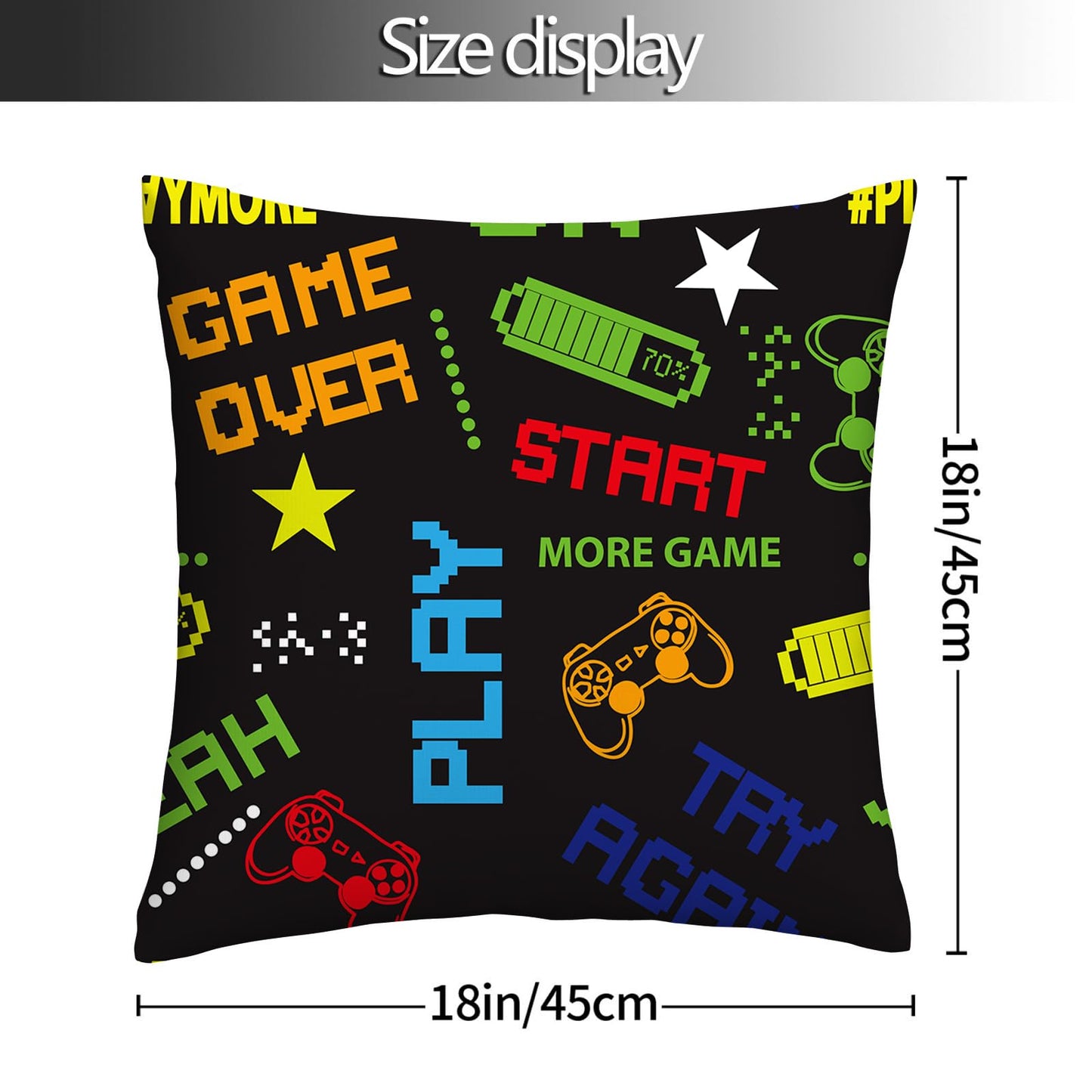 Gamer Room Decor for Boys, Gamer Pillow Covers 18x18 Inch Set of 4, Gaming Gifts, Game Room Decor Accessories for Teen Boy Bedroom Playroom Couch Chair