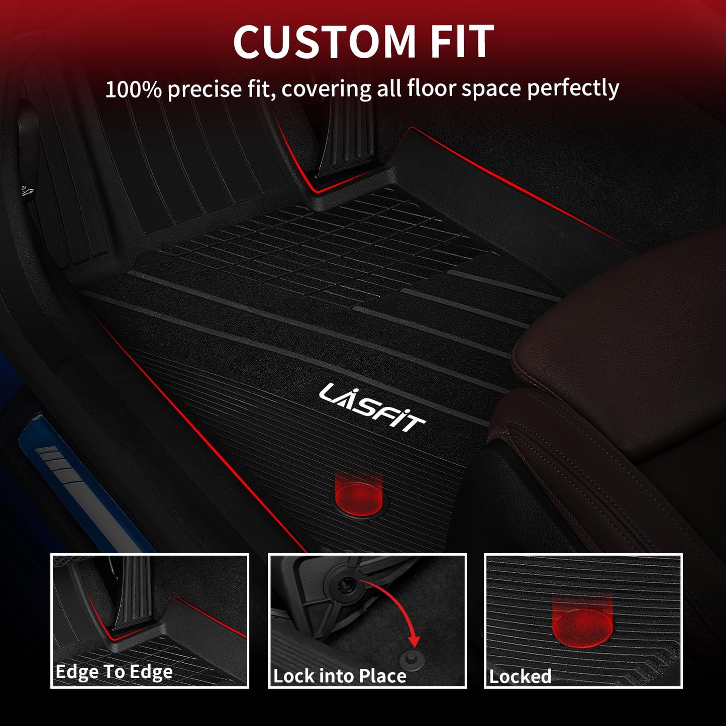LASFIT Floor Mats 2019-2024 2025 2026 for BMW 3 Series G20 3 Series 330i 330e M3 M340i Accessories Sedan Only, Custom Fit TPE All Weather Car Liners 1st & 2nd Row Full Set, Black(NOT for GT & 2 Door)