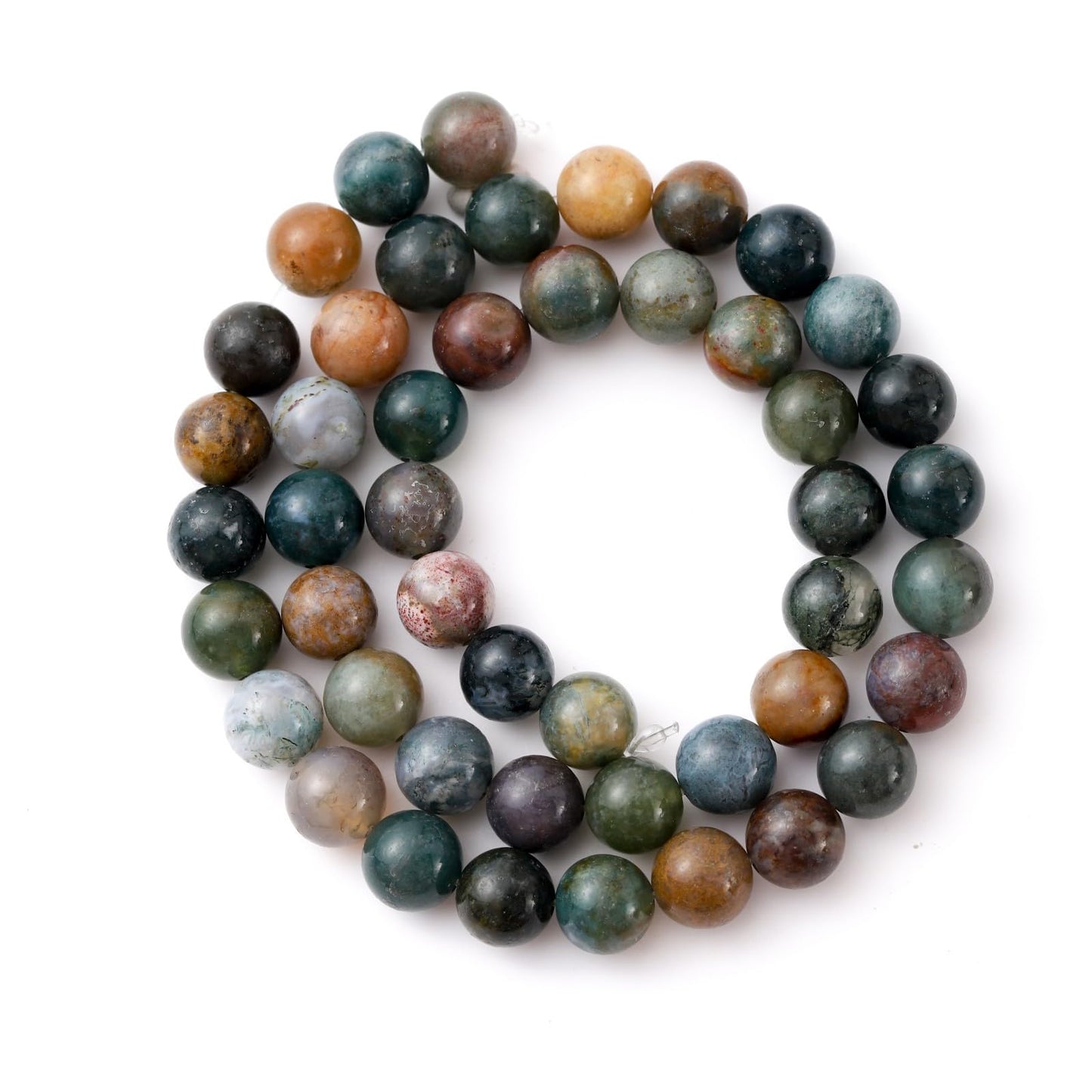 8mm 45pcs DIY Natural Indian Agate Stone Beads Round Healing Crystal Gemstone Loose Beads for Jewelry Making Handmade Bracelet Necklace