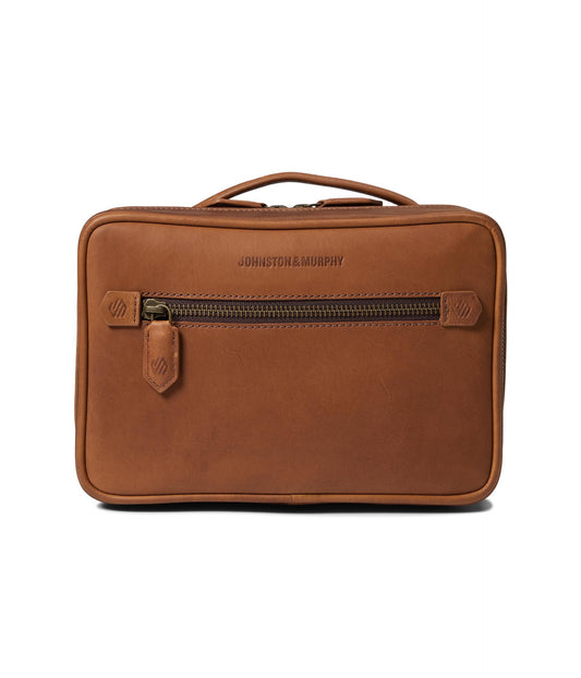Johnston & Murphy Rhodes Travel Kit, Tan Full Grain, 23.5 x 10.5cm x 16cm