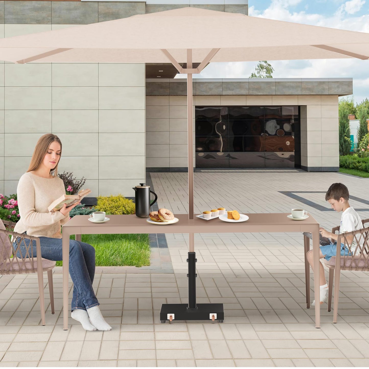 Atsasaye 45lbs Umbrella Base Patio Heavy Duty Umbrella Stand Outdoor Base for Φ1.2''-Φ2.2'' Pole Steel Square Weighted Stand for Backyard,Garden,Deck,Poolside