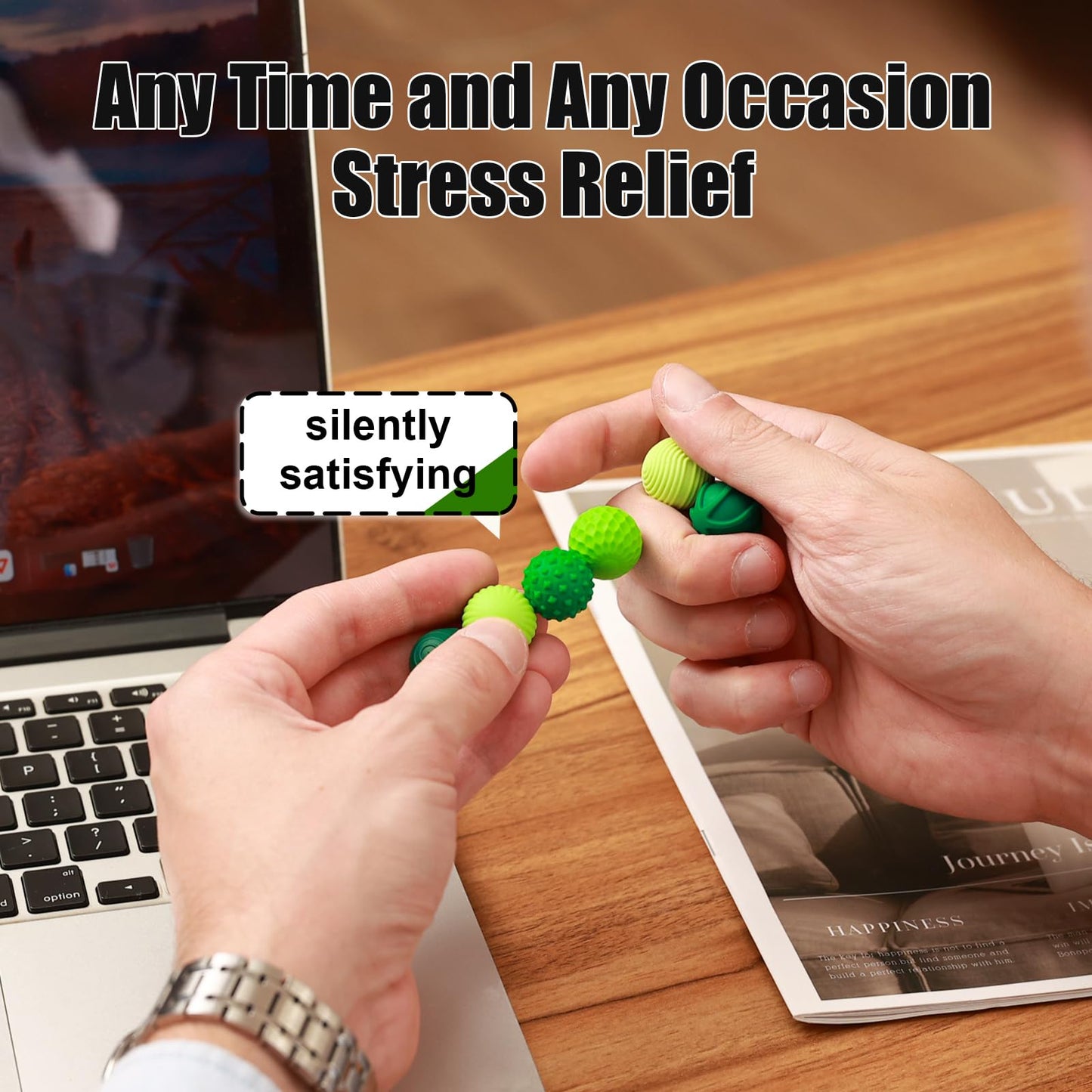 Silicone Magnetic Balls, Fidget Toys, 12-Pack Stress Relief Toys for Adults, Teens, Sensory Toy for Fingers Hands, Quiet Office Desk Toys with Textures, Magnet Fidget Fun Gift (2 Pack(Green+Red))
