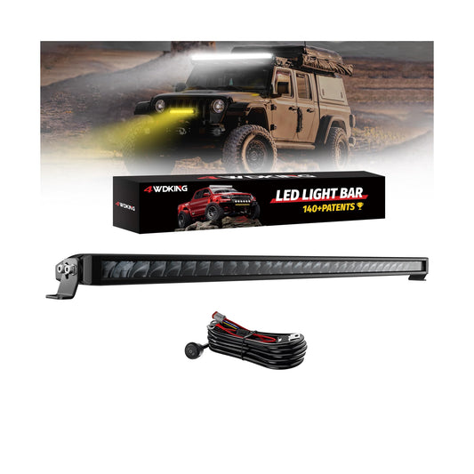 4WDKING 32 Inch Dual-Color Slim LED Light Bar,180W Spot Flood Combo Beam with Wiring Harness Kit, Screwless Design, IP68&IP69K Waterproof, Off Road Driving Lamp Fog Lights for Truck Pickup ATV UTV SUV