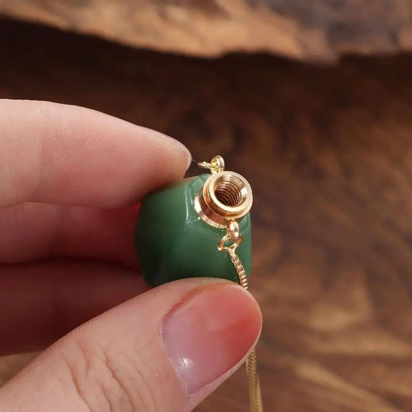 14K Yellow Gold Natural Stone Vial Necklace For Women - Glass Vial Pendant Necklace Water Drop Jar Perfume Necklace - Water Container Vial Necklaces For Liquid Oil Diffuser Vial Jewelry