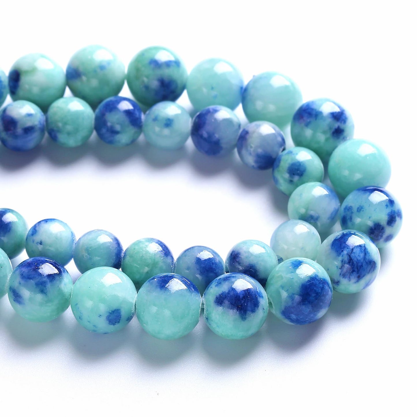 8MM 46PCS Peacock Blue Persian Jade Spacer Loose Beads for Jewelry Making DIY Bracelet Necklace