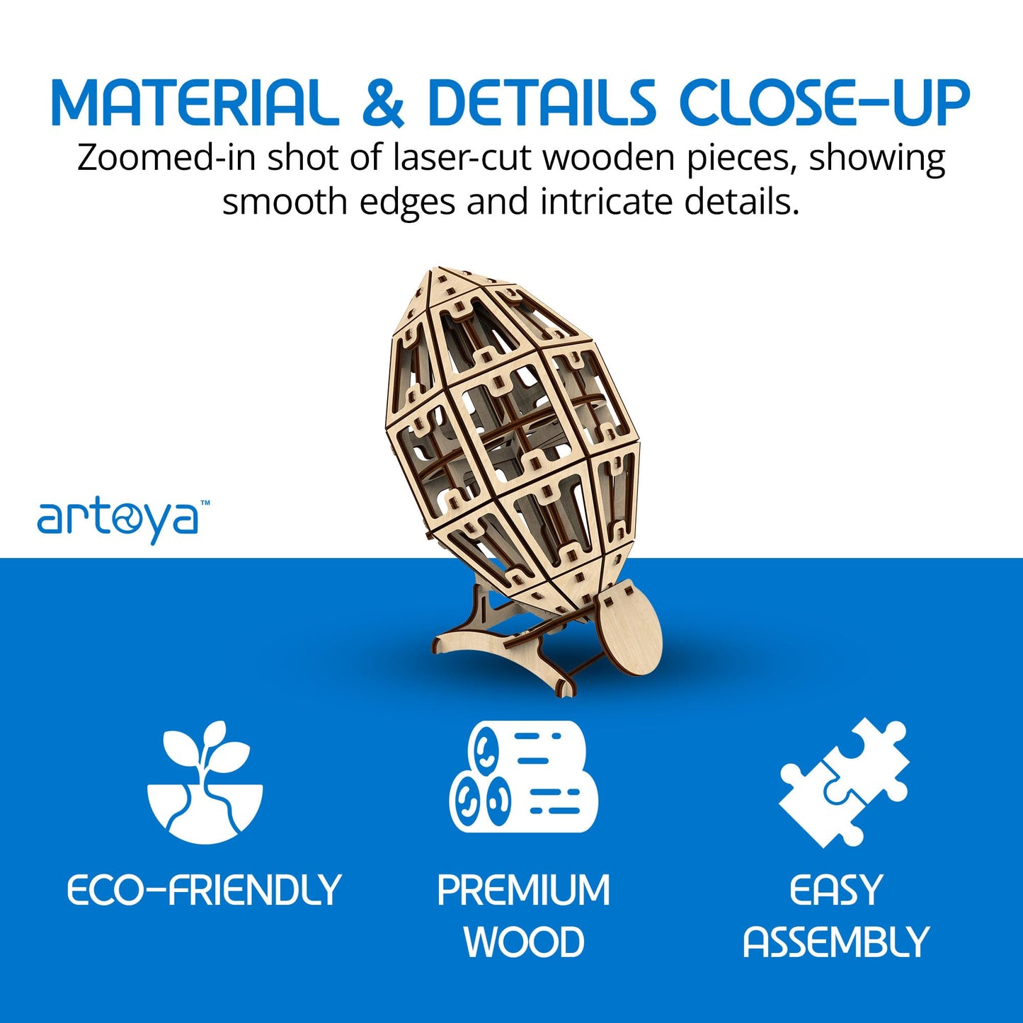 Artoya American Football Ball – 3D Puzzles for Adults, 3D Wooden Puzzles for Adults, Puzzle Football Model Kit, Arts and Crafts, Hobbies for Women, Model Building Kits, DIY Wooden Kit (Plain)