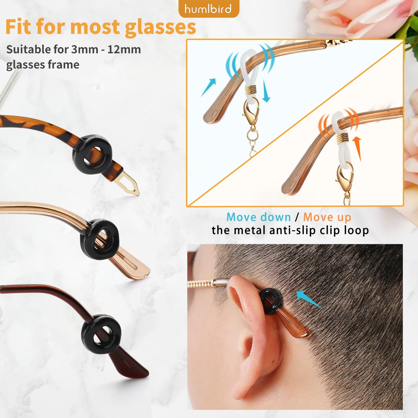 humlbird Eyeglasses Chain for Women Stylish Mask Lanyard Natural Crystal Mask Chain Eye Glasses Holder Strap Around Neck