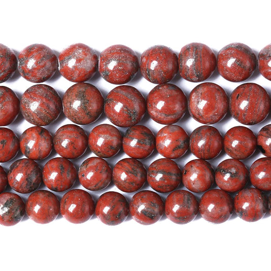 45pcs 8mm Natural Red Seasame Jasper Gemstone Beads Round Loose Spacer Beads for Jewelry Making DIY Bracelets Necklaces 15" (8mm, Red Seasame Jasper)