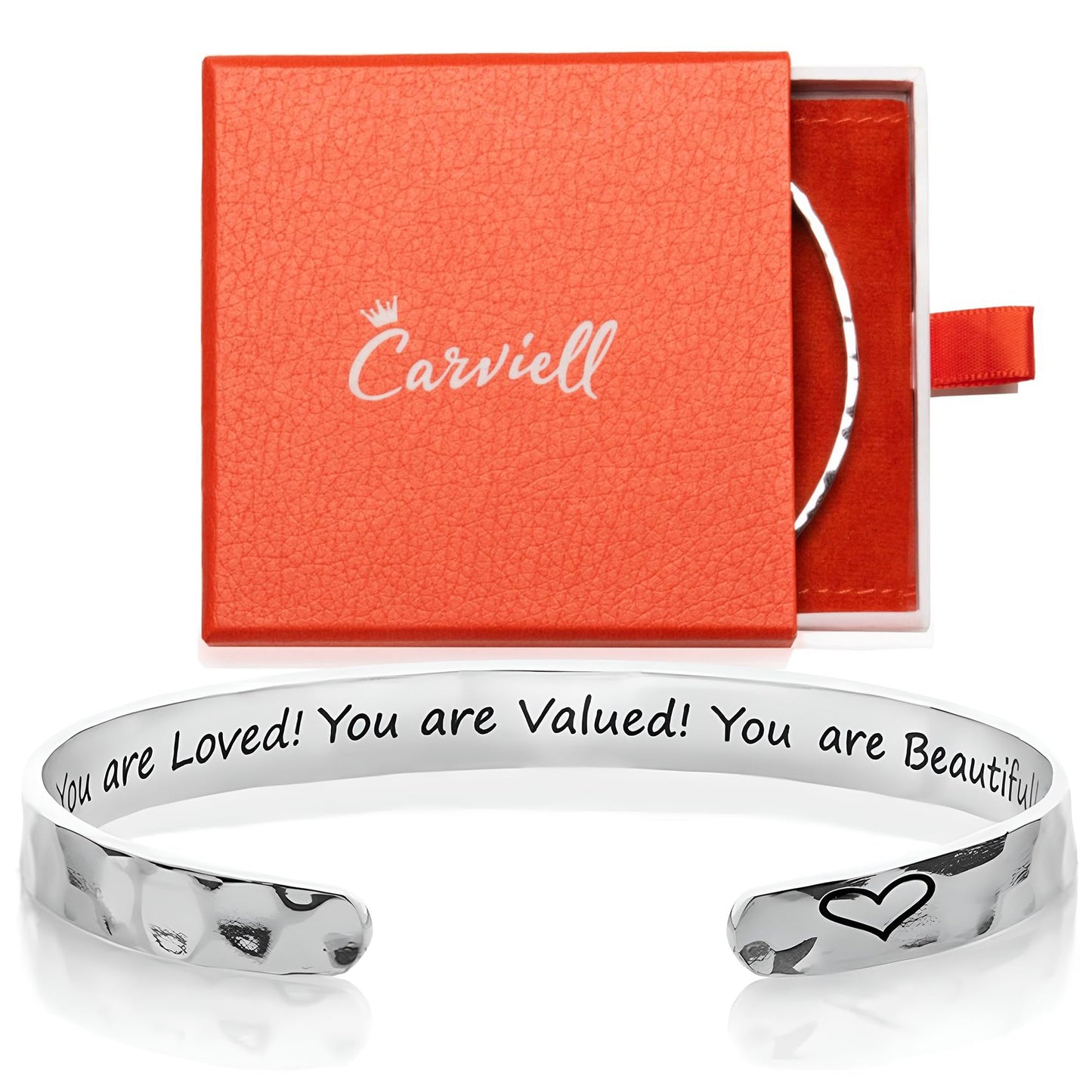 Carviell Inspirational Bracelet for Women – Personalized Cuff Jewelry, Encouragement Gifts for Teens, Mom, Sister, Daughter, Cousin – Motivational Bangle, Affirmation Jewelry, Uplifting Present
