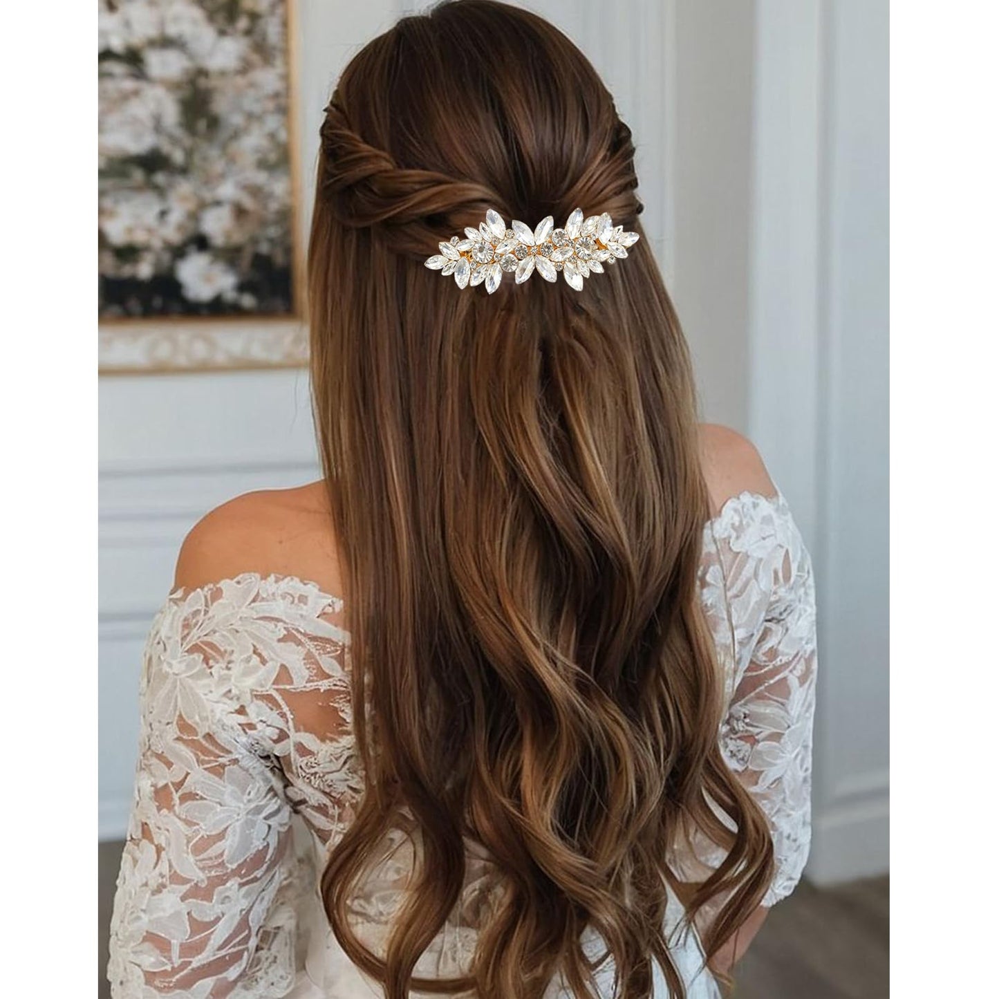4 Pcs Rhinestone Hair Clips for Women Hair Barrettes Gold Hair Accessories Bridal for Wedding Party Everyday