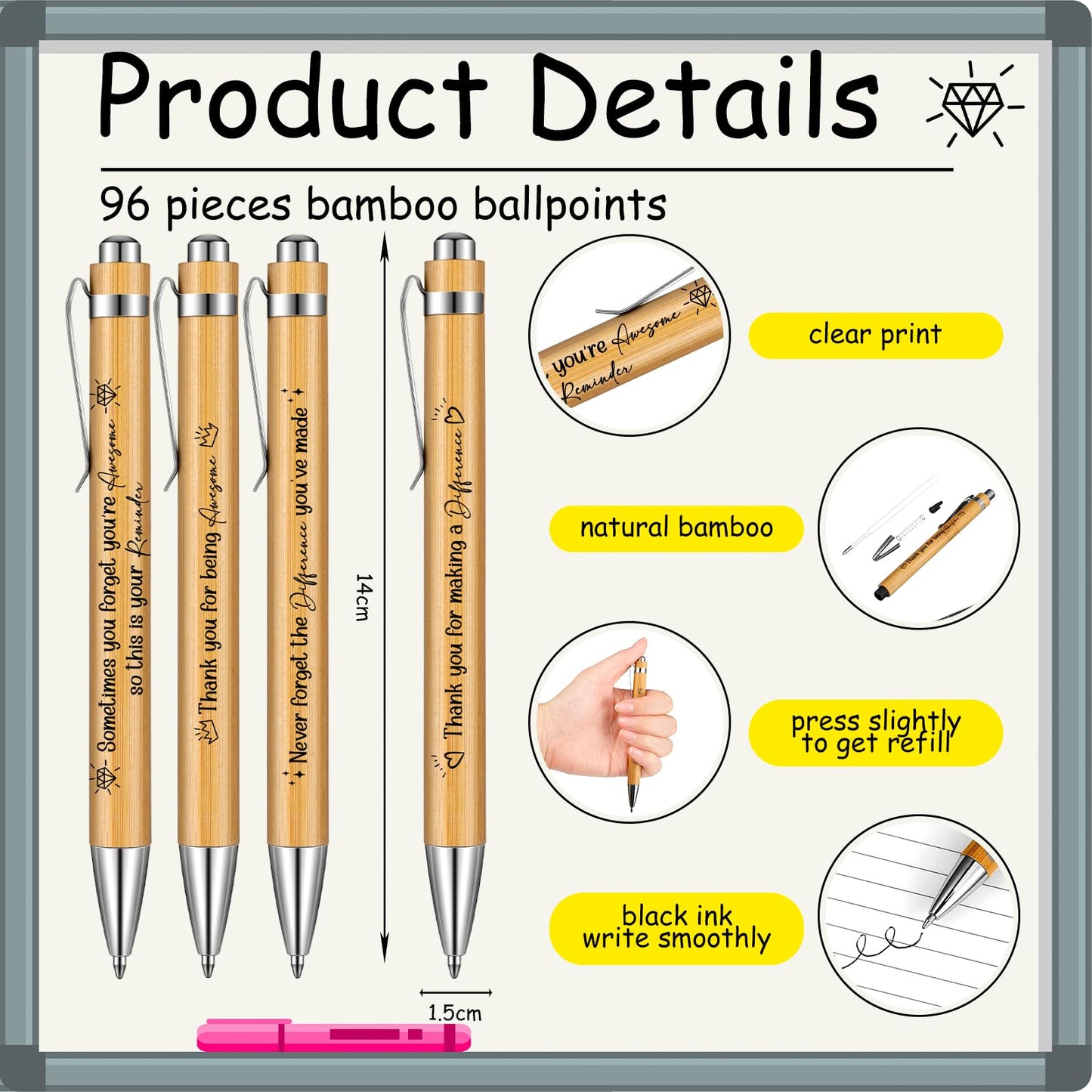 Tenceur 96 Sets Employee Appreciation Gifts Bulk Inspirational Spiral Notebooks with Motivational Pens Small Notepads for Coworkers Office Staff Team Volunteer Teacher Thank You Gifts, 3.94 x 5.51''