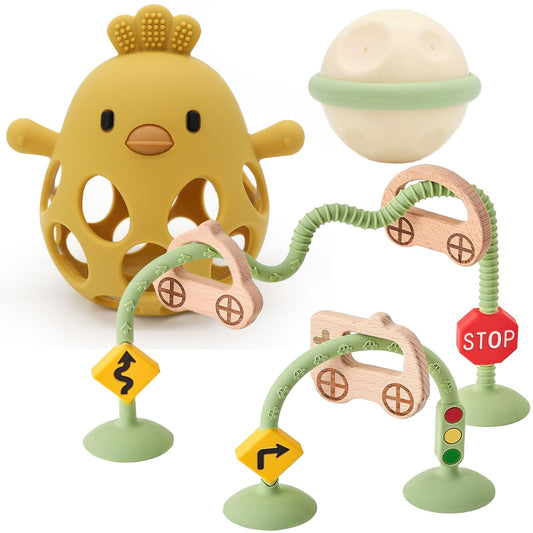Baby Teething Toy, Silicone Hollow Groundhog Teething Toys, Food Grade Silicone Teething Mitten, Suitable for Babies of Any Age, Yellow