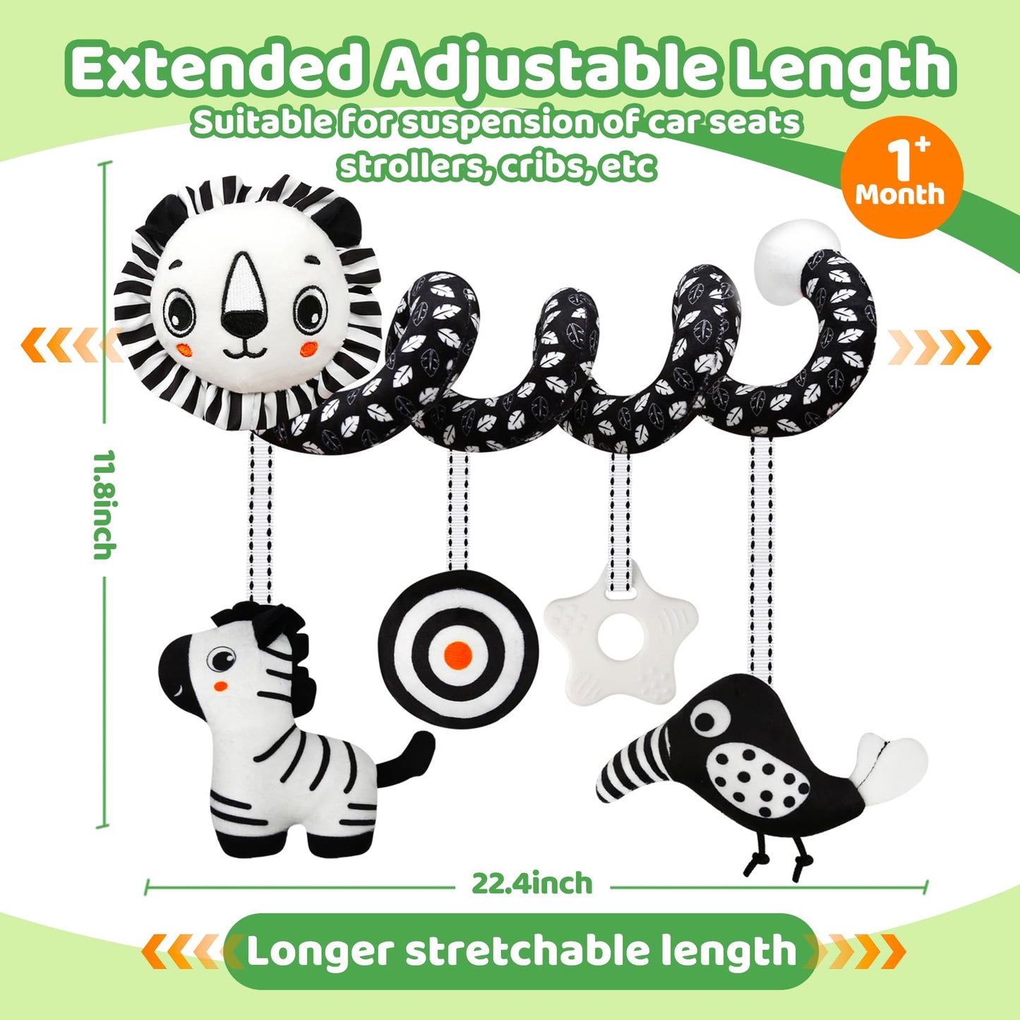 FQKIOMY Black and White High Contrast Baby Toys - Sensory Infant Hanging Carseat & Stroller Toy for Newborns 0-6,6-12Months Perfect Easter Birthday & Baby Shower for Babies Boys Girls