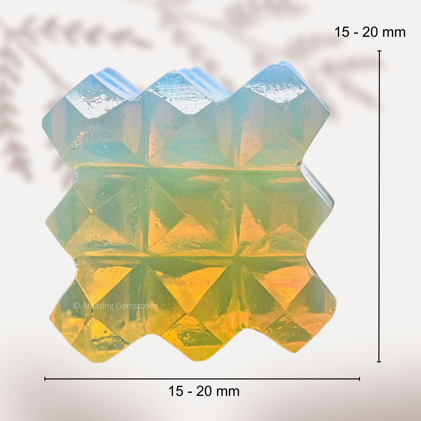 Amazing Gemstone Opalite Crystal Cube with 54 Pyramid - 1" Mini Lemurian Pyramid Cube Figurine of Natural Stone Pyramid for Meditation, Reiki, Chakra Balancing Vastu Pooja and Crystal Grids