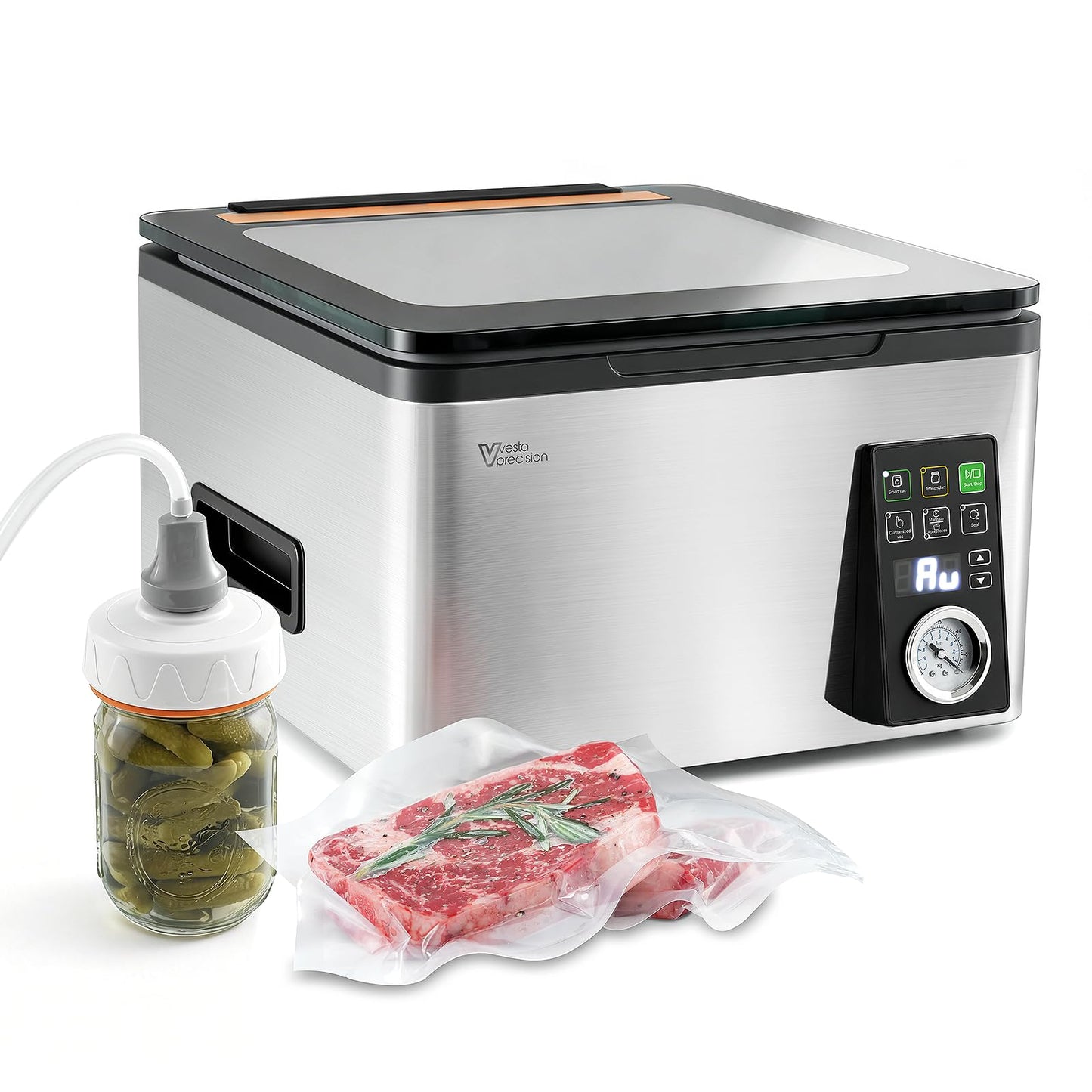 Vesta Precision 12” Chamber Vacuum Sealer, Smart Auto Vacuum Time, Easy-to-Clean System, Commercial-Grade Pump, Deep Chamber for Liquids, Meats, Mason Jars & Sous Vide, V553