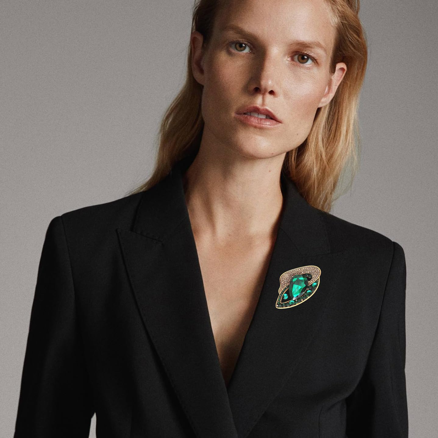 AUGTIGER Dark Green Brooch Pins for Women Fashion Flower Statement Jewelry